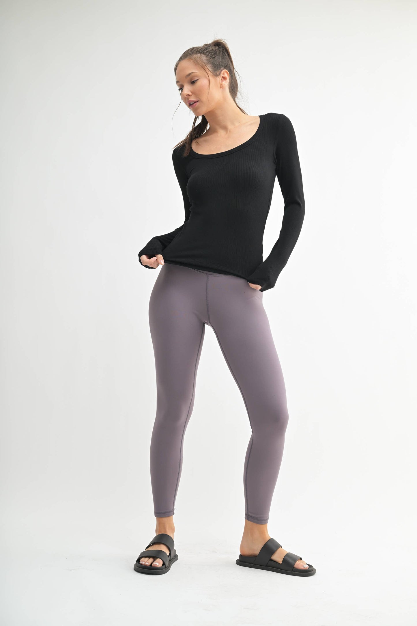 Sarah Micro-Ribbed Long Sleeve Top