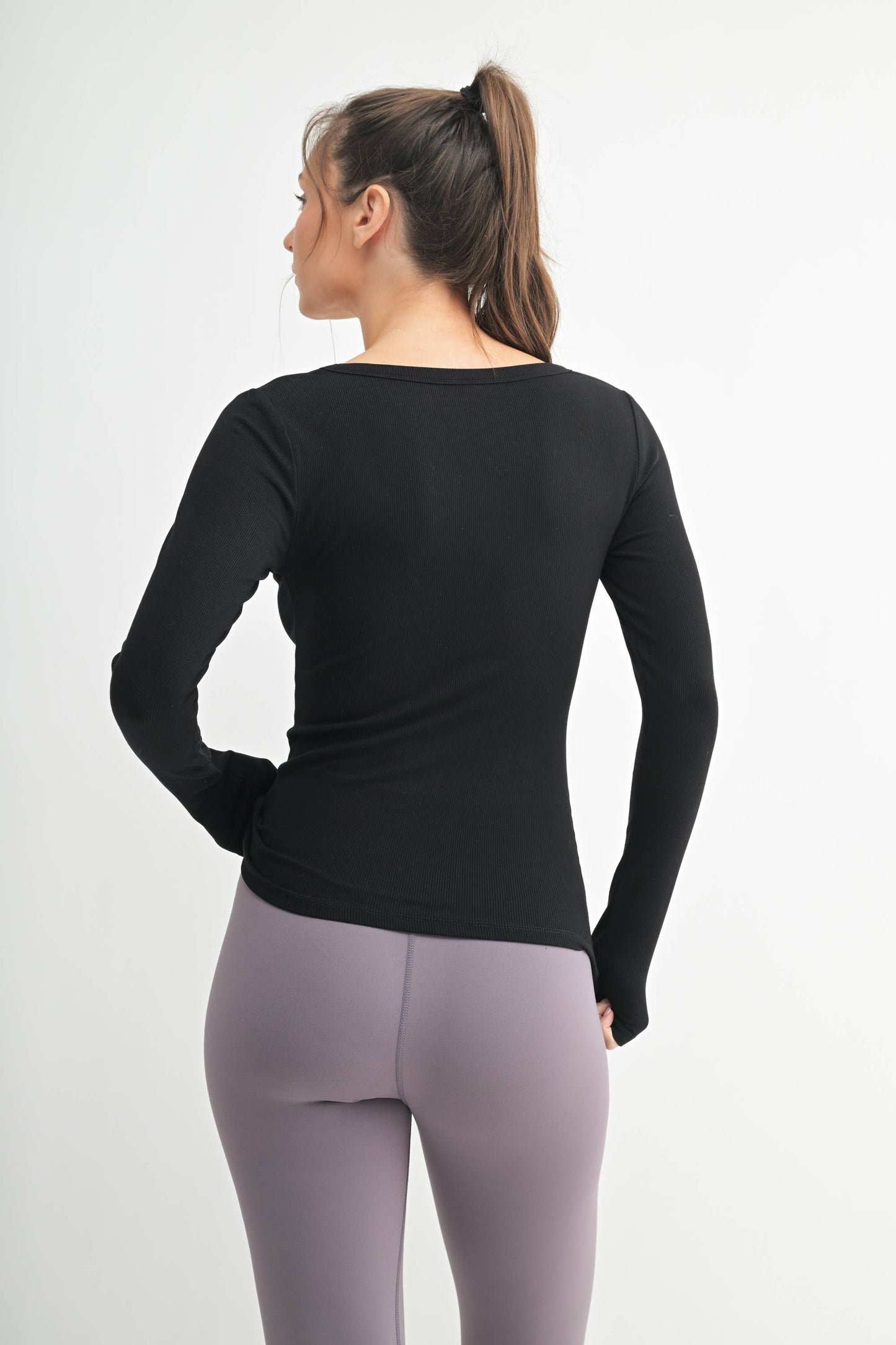 Sarah Micro-Ribbed Long Sleeve Top