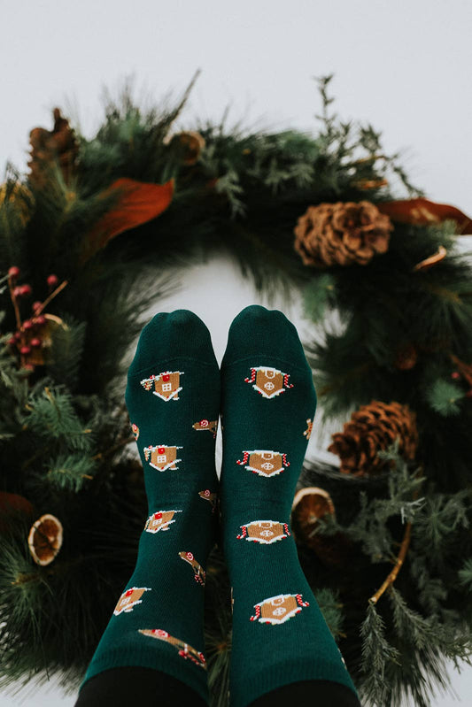 Ugly Christmas Gingerbread House Socks
