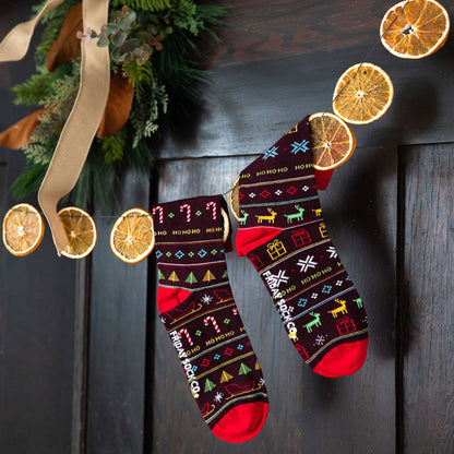 Ugly Christmas Sleigh Ride Socks
