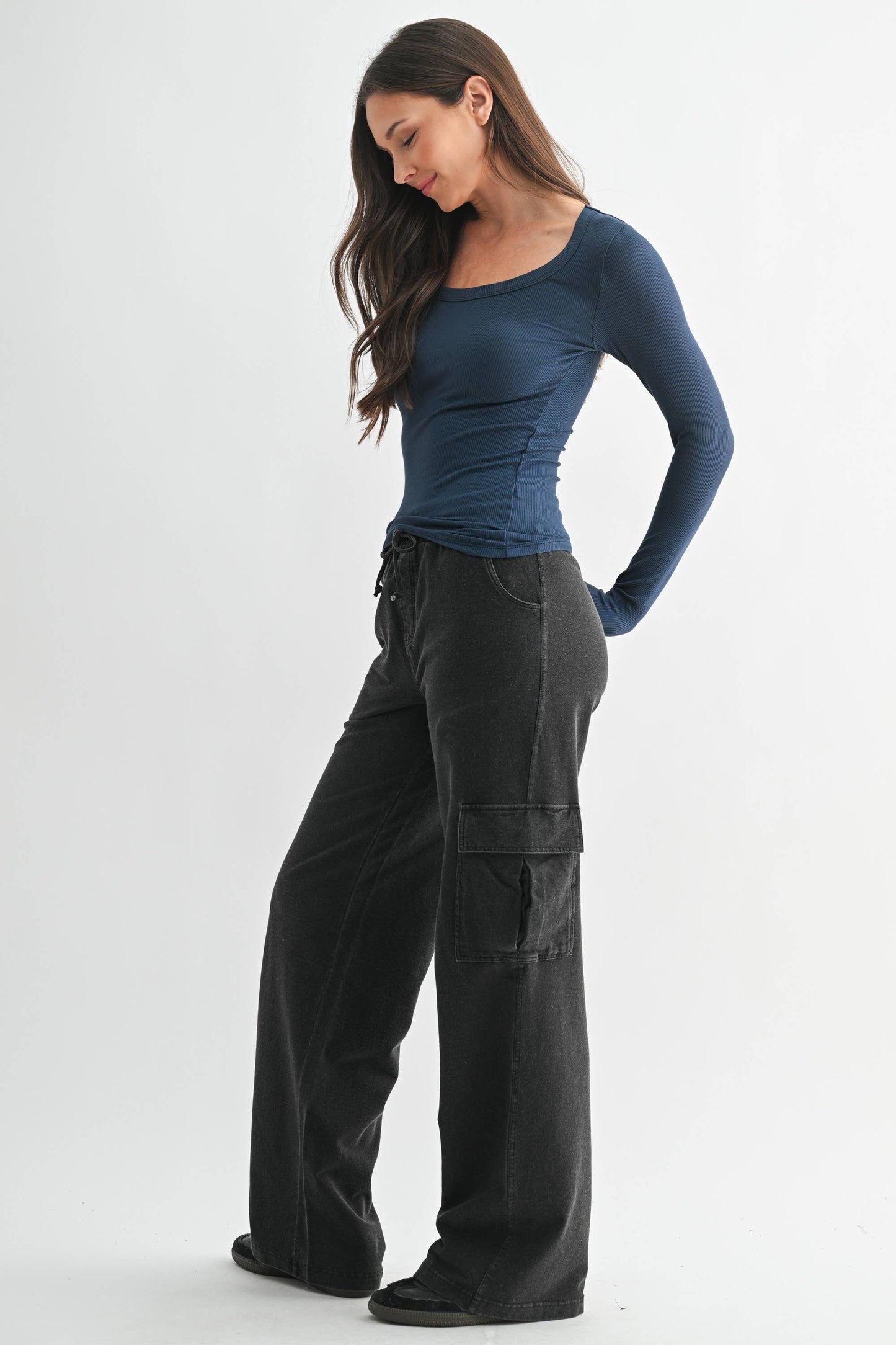 Sarah Micro-Ribbed Long Sleeve Top